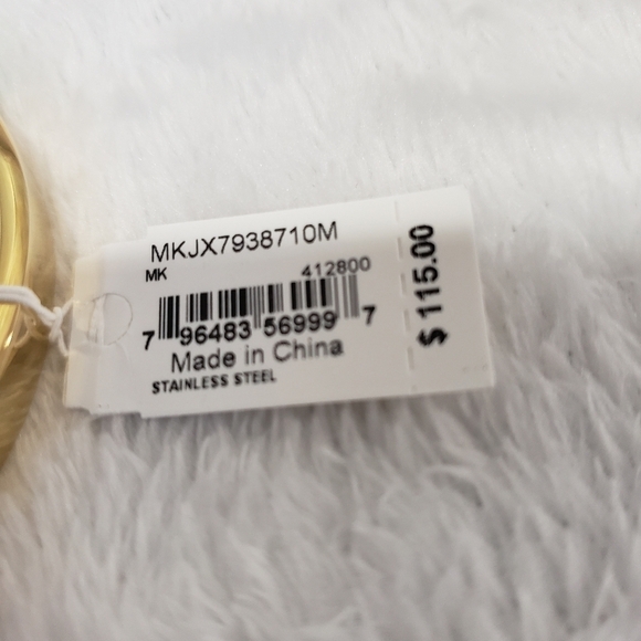 286- MICHAEL Michael Kors Haute Gold Tone AQUA Enamel Bangle Bracelet NWT - Picture 3 of 12